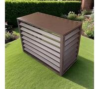 Brise-vue d'extérieur pour climatiseurs - Abri en aluminium avec dessus marche-dessus, marron, 100 x 50 x 70 cm - Protection résistante aux intempéries pour systèmes de climatisation externes