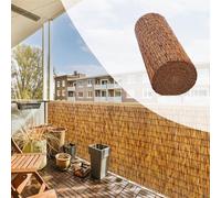 Brise-vue en bambou tissé à la main pour jardin - Protection contre le vent et le soleil - Clôture décorative pour extérieur - Terrasse, balcon, terrasse (60 x 400 cm)