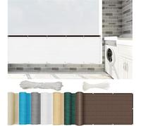 Brise-vue en maille blanche pour une meilleure intimité pour balcon, 0,9 x 3,5 m, protection contre le vent et l'ombre pour terrasse, arrière-cour, appartement