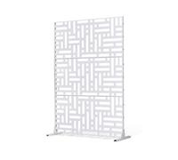 Brise-vue En Métal 120x193cm Avec Support Construction Durable Stable Blanc