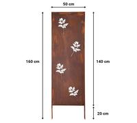 Brise-vue en métal - 160 cm x 50 cm - rouille noble - aspect rouille Brise-vue pour le jardin - élément de protection visuelle - mur de protection visuelle - décoration de jardin Clôture rouille