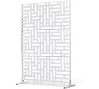 VEVOR Brise-Vue en Métal, 120x193 cm, Panneau Intimité Autoportant avec Support, Écran de Confidentialité Décoratif, Paravent Séparateur Extérieur pour Patio, Balcon, Salle Intérieure, Jardin, Blanc
