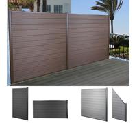Brise-Vue En Wpc Sarthe, Clôture Brise-Vent, Poteaux Aluminium Élément De Base, 1.90m Anthracite Gris