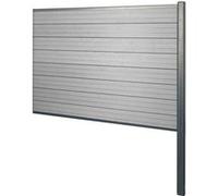 Brise-Vue En Wpc Sarthe, Brise-Vent De Clôture, Poteau En Aluminium Extension, 185cm Gris Gris