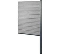 Brise-Vue En Wpc Sarthe, Brise-Vent De Clôture, Poteaux Aluminium Extension Étroite, 95cm Gris Gris