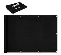 Brise-Vue et Pare-Soleil pour Balcon 1x7m Balcon Couverture D'intimité Toile Respirant Protection avec Oeillets, Attaches de câble et Cordons pour en Jardin Terrasse Pelouse, Noir