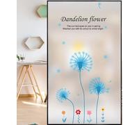 Brise Vue Fenetre Pissenlit Bleu Film Opaque Fenetre Intimité Film Vitre Anti Regard Film Electrostatique Vitre pour Bureau Salle de Bain Maison Film Opaque Vitrage 50x100cm
