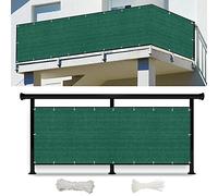 Brise-vue for balcon, clôture de jardin, 100 x 400 cm, protection contre le vent, résistant aux UV, vert foncé, œillets et attaches inclus, idéal for une utilisation en extérieur en été comme en hiver