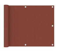 Brise-vue imperméable pour balcon en tissu Oxford avec revêtement en polyuréthane - 75 x 300 cm - Rouge terre cuite - Avec œillets en aluminium et corde pour une fixation facile à la balustrade du