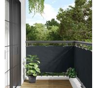 Brise-vue imperméable pour balcon en tissu Oxford enduit de polyuréthane, 75 x 400 cm, anthracite, avec œillets en aluminium et corde pour une fixation facile au balcon pour plus d'intimité