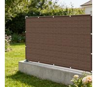 Brise Vue Jardin 200 x 575 cm Contre Soleil, Vent, Déchirures UV Résistant, Protection Visuelle, Personnalisé, Cache Vue Balcon avec Attaches Câble pour Exterieur Jardin, Marron
