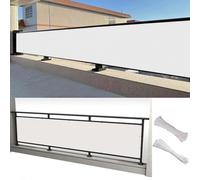 Brise Vue Jardin 60 x 300 cm Protection Contre Soleil, Résistant Aux Intempéries, Écran Balcon Brise-Vue Occultant avec Attache-Câbles et Cordes pour Balcon Patio Clôture, Blanc