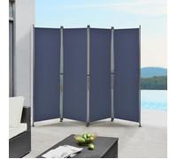 Paravent de Confidentialité Brise-Vue Séparateur à 4 Panneaux Résistant pour Extérieur Intérieur Acier Polyester 215 x 170 cm Bleu Foncé