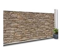 IDMarket – Brise-vue occultant 1,2 x 10 m Motif Pierre Marron 160 g/m²