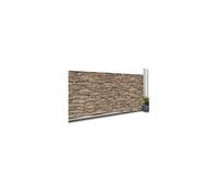 IDMarket - Brise Vue occultant 2 x 10 M Motif Pierre Marron 160 GR/m²