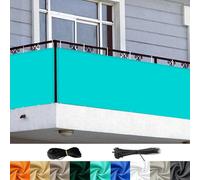 Brise-Vue pour Balcon 1.25 x 8 m PES, Écran Occultant Opaque Protection UV, Résistant Au Vent et à l'eau Bâche de Balcon Brise-Vue pour Jardin Terrasse, Bleu Ciel