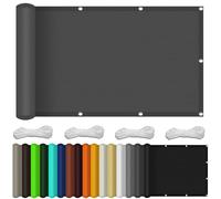 Brise-Vue pour Balcon 100 x 240 cm Blocage des UV, Vent Protection Toile de Balcon Brise Vue Jardin avec Oeillets et Cordons, Facile a Poser pour Balcon Jardin Patio Terrasse, Gris Foncé