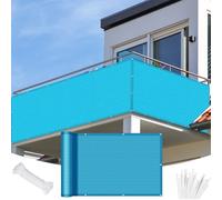 Brise-Vue pour Balcon 100 x 640 cm Ant- UV, Protection de La Vie Privée et Sécurité, Opaque Résistant Brise Vue Balcon Cache Vue Exterieur Jardin pour Jardin Patio, Bleu Ciel