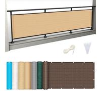 Brise-Vue pour Balcon 125 x 300 cm Protection Contre Soleil, Vent, UV Protéger Les Écran D'Intimité avec Attaches de Câble et Cordons pour Patio Balcon Terrasse, Couleur Crème