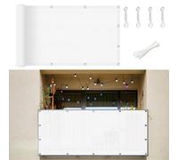 Brise Vue pour Balcon 126 x 415 cm Protection UV, Coupe-Vent et Imperméable, Résistant Aux Intempéries, Brise Vue Balcon Imperméable avec Trous et Serre Câbles pour Patio, Blanc