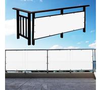 Brise Vue pour Balcon 126 x 935 cm Protection UV, Coupe-Vent et Imperméable, Résistant Aux Intempéries, Filet D’Ombrage Clôture avec Trous et Serre Câbles pour Patio, Blanc