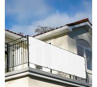 Brise Vue pour Balcon 126 x 935 cm Protection UV, Coupe-Vent et Imperméable, Résistant Aux Intempéries, d'ombrage Cache Vue Balcon avec Trous et Serre Câbles pour Terrasse, Blanc