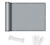 Brise-Vue pour Balcon 145 x 300 cm 220G/M² Hdpe, Contre Le Vent et Le Soleil avec Œillets, Cordons Écran de Confidentialité pour Balcon pour Jardin Patio, Gris