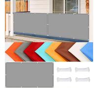 Brise-Vue pour Balcon 30 x 450 cm Protection Contre Les Regards Toile de Balcon Brise Vue Jardin avec Attaches de Câble et Cordons pour Patio Extérieur Clôtures, Gris Clair