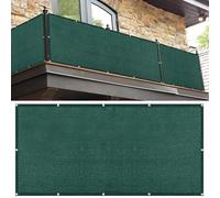 Brise Vue pour Balcon 55 x 600 cm Protection Contre Les Regards Toile de Balcon Brise Vue Jardin avec Oeillets et Cordons, Facile a Poser pour Patio Extérieur Clôtures, Vert Foncé