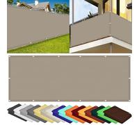 Brise-Vue pour Balcon 70 x 380 cm Protection Contre Les Regards Protection Ecran D'Intimité Extérieur avec Oeillets et Cordons, Facile a Poser pour Patio Extérieur Clôtures, Taupe