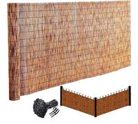 Brise-Vue pour Balcon et Terrasse, Canisse en Roseau Naturel 1.2X 5m Clôture de Jardin d'intimité avec Attaches Résistant aux Intempéries(Brun,1.2m x 5.0m)
