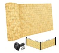 Brise-Vue pour Balcon et Terrasse, Canisse en Roseau Naturel 1.2X 5m Clôture de Jardin d'intimité avec Attaches Résistant aux Intempéries(Natural,1.2m x 5.0m)
