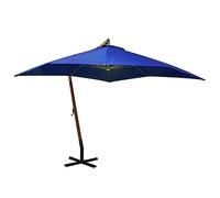 Brise-vue pour balcon, terrasse, parasol déporté, avec mât, bleu azur, 3 x 3 m, en bois massif, pour jardin, terrasse, balcon, installation rapide