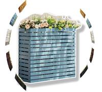 Brise-vue pour climatiseur extérieur - Clôture en bois rustique pour jardin, cour, balcon - Bleu - Petite taille - Améliore l'attrait et protégez votre unité de climatisation