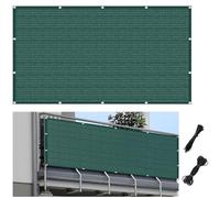 Brise-vue rectangulaire respirant avec cordon de serrage pour balcon - 60 x 960 cm - Vert foncé