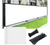 Brise Vue Renforcé 1.25 x 8 m avec Œillets, Cordons, Résistant à l'eau & Aux Intempéries 160 G M² avec Protection UV Brise Vue Balcon Extérieur pour Jardin Terrasse, Blanc