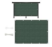 Brise Vue Renforcé 2.1 x 5 m Respirant Toile Protection Contre Soleil avec Tissu HDPE Filet Occultant pour Exterieur Terrasse Patio pour Balcon Jardin, Vert Foncé