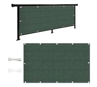 Brise Vue Renforcé 3.1 x 5 m Respirant Toile Protection Contre Soleil avec Tissu HDPE Bâche de Balcon Brise-Vue pour Exterieur Terrasse Patio, Vert Foncé