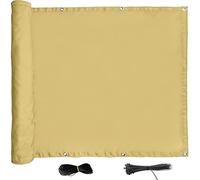 Brise Vue Renforcé 98 x 490 cm avec Œillets, Cordons, Résistant à l'eau & Aux Intempéries 160 G M² avec Protection UV Cache Brise Balcon, Vue pour Jardin Terrasse, Jaune Sable