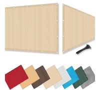 Brise Vue Terrasse 1.5 x 3.6 m Contre Soleil, Vent, Déchirures UV Résistant, Protection Visuelle, Personnalisé, Cache Vue Balcon avec Attaches Câble pour Exterieur Jardin, Couleur Crème