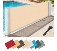 Brise Vue Terrasse 1 x 5 m 220G M² Hdpe, Protection de La Vie Privée, Opaque UV Résistant Aux Contre Vent, Cache Vue Balcon avec Attaches Câble pour Exterieur Jardin, Beige