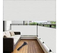 Brise Vue Terrasse 2.05 x 4 m, Latéral Balcon Brise-Vue, Diverses Couleurs Tailles Au Choix Paravent de Balcon Opaque, avec Œillets pour, Blanc