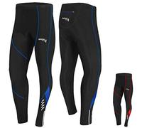 Brisk Bike Pantalon Cycliste Homme Long avec Fermetures éclair réfléchissantes Collants de Cyclisme rembourrés Cool Max Extensibles pour Le Cyclisme (Noir/Bleu, XL)