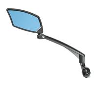 BriskMore Rétroviseur de guidon de vélo, lentille en verre convexe bleu antireflet pour guidon plat, résistant aux rayures, réglable et rotatif pour rétroviseur de vélo uniquement pour côté gauche