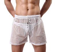 Briskorry Pantalon en résille pour homme - Muscle transparent - Short en maille transparente - Taille élastique - Boxer sexy