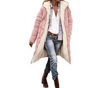 Briskorry Veste d'hiver pour femme - Doublure chaude - Veste matelassée longue - Manteau en duvet chaud avec capuche - Parka d'hiver à manches longues - Fermeture éclair - Manteau ample - Grandes
