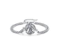 Brisskaari Bracelet unisexe Saint Michel/Christophe/Benoît/Jude/Joseph/Guadalupe/ange gardien/Père Noël Muerte Bracelet en argent sterling 925 avec double chaîne à maillons 22,9 cm, Regular Size