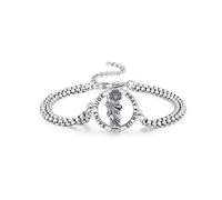 Brisskaari Bracelet unisexe Saint Michel/Christophe/Benoît/Jude/Joseph/Guadalupe/ange gardien/Père Noël Muerte Bracelet en argent sterling 925 avec double chaîne à maillons 22,9 cm, Regular Size