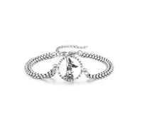 Brisskaari Bracelet unisexe Saint Michel/Christophe/Benoît/Jude/Joseph/Guadalupe/ange gardien/Père Noël Muerte Bracelet en argent sterling 925 avec double chaîne à maillons 22,9 cm, Regular Size