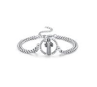 Brisskaari Bracelet unisexe Saint Michel/Christophe/Benoît/Jude/Joseph/Guadalupe/ange gardien/Père Noël Muerte Bracelet en argent sterling 925 avec double chaîne à maillons 22,9 cm, One Size, Acier